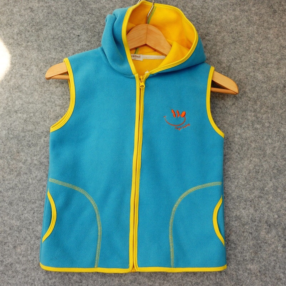 Colorblock Kidcore Fleece Vest Jacket Kids 9 10 Blue Gorpcore Hoodie Utility